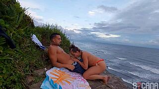 a man was caught fucking a hot blonde on itanhaem beach