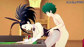 Wow! Mina Ashido, Momo Yaoyorozu, and Izuku Midoriya in Bunny Girl Outfits! Intense Sex in My Hero Academia Hentai!
