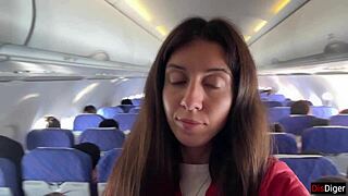 Risky public jerking off on a plane packed with people, flashing my cock outdoors.