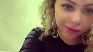 Leaked video of hot academy student flashing curly Latina pussy in public group chat.