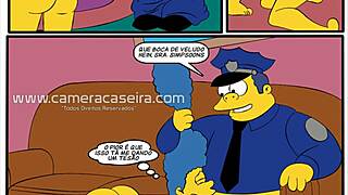 Cartoon parody of The Simpsons with a police encounter story