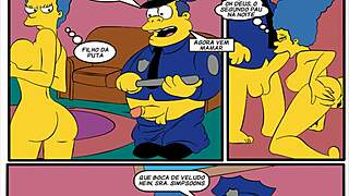 Cartoon parody of The Simpsons with a police encounter story