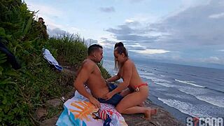 a man was caught fucking a hot blonde on itanhaem beach