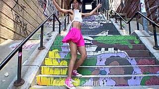 Hairy Babe's Nip Slip in Public Upskirt Dance?