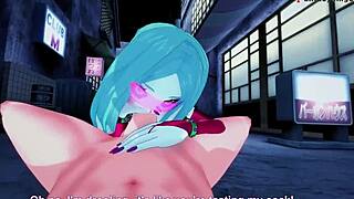 rebecca enjoys a fantasy blowjob in night city cyberpunk setting