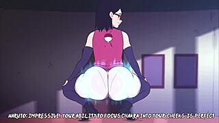 In this cartoon anime hentai, the big ass character performs a silent twerk dance