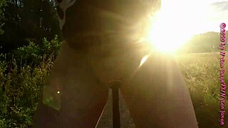 chubby german amateur in nylon pantyhose rides rural streets