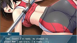 cosplay girl trains in bondage and fingering game