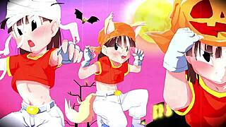 cosplay waifu in hentai anime costume teasing with subtle hints of forbidden fun