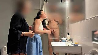 I felt shocked catching my husband jerking to stepmom in the bathroom, so I joined.