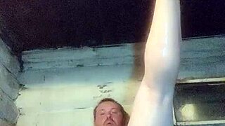 Rough vodka bottle fuck in policeman's anal hole