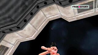 Indian girl in 3D sex poses with banana