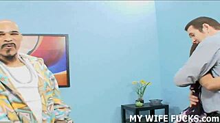 Old Wife Takes Hard Cock in BDSM Humiliation While Husband Watches