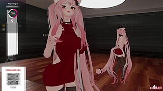 Simp and chatters tease spicy catgirl to wild orgasm