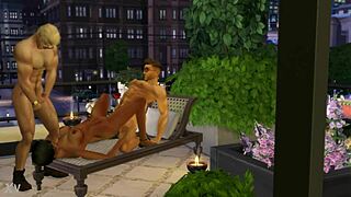 Hot and sweaty threesome with a slut and two bodybuilders