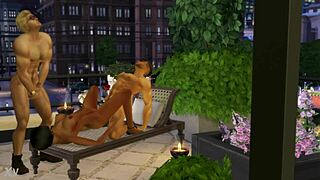 Hot and sweaty threesome with a slut and two bodybuilders