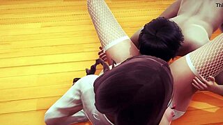 Хентай без цензуры - Мива сосет кунни и трахается японский аниме порно