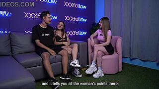 Colombian Majo Cute squirts in casting with Dani Ortiz podcast.