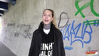 german scout picks up crazy tattoo model lisa rocketcock for raw casting fuck. she rides sloppy!