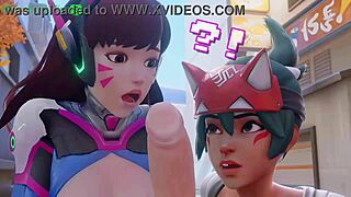 Kiriko Battles D-Va In This Intense Hentai Showdown!