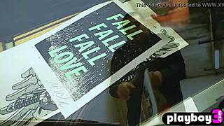 Perfect brunette Alexandra Tyler poses outdoor with stunning boobs