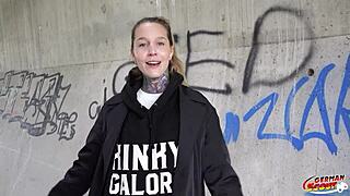 german scout picks up crazy tattoo model lisa rocketcock for raw casting fuck. she rides sloppy!