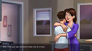 Summertime Saga unfolds with Debbie’s naughty kitchen creampie fun