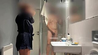I felt shocked catching my husband jerking to stepmom in the bathroom, so I joined.