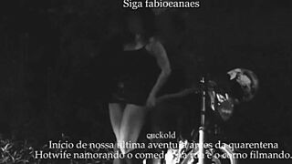 a wife shows off outdoors