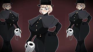 cosplay waifu in hentai anime costume teasing with subtle hints of forbidden fun