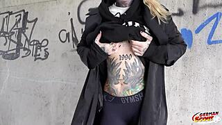 german scout picks up crazy tattoo model lisa rocketcock for raw casting fuck. she rides sloppy!