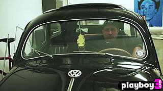 Perfect brunette Alexandra Tyler poses outdoor with stunning boobs