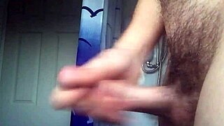 caught jerking in the bath to solo gay porn, what a cumshot lesson