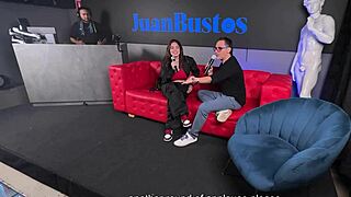 Sara Blonde rides a fan’s huge cock while her cuckold husband watches on Juan Bustos Show