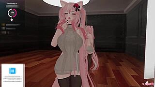 catgirl gets vibed and fucked by simps in anal creampie