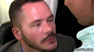 Hairy brunette tattooed guy thirsty for gay anal.