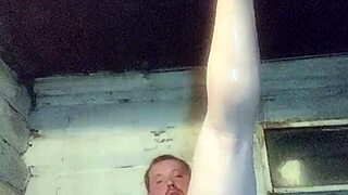 Rough vodka bottle fuck in policeman's anal hole