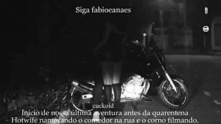 a wife shows off outdoors