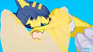 Yo, Ankha from Animal Crossing is getting slammed hard on the beach in this hentai!
