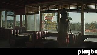 Perfect brunette Alexandra Tyler poses outdoor with stunning boobs