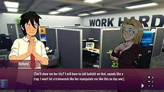 Cartoon porn with cowgirl and creampie action at work
