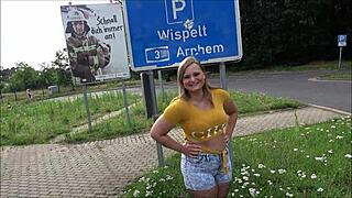 Wanna see Lina Mila get spontaneous on highway sex spot?