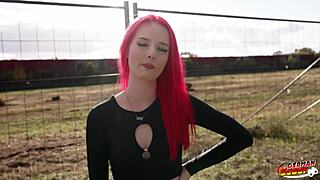 Yo, watch skinny redhead teen KimKaty ride in first casting!