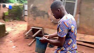 Hot cumshot in doggystyle with bent over ass