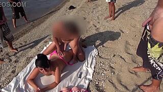 Cum party explodes on the beach. My asshole takes everyone!