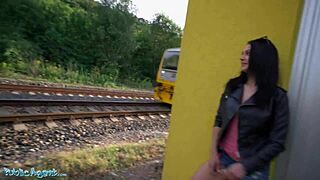 Public Agent Mia Trejsi Fucks Her Tight Pussy with Dildo