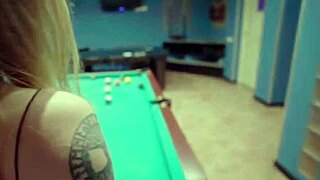 i banged this cute tall teen with tiny 18+ tits on a pool table. she was soaking wet!