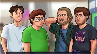 Black Beauty with Big Natural Tits Bathes in Summertime Saga Gameplay.