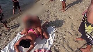 Cum party explodes on the beach. My asshole takes everyone!