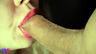 asmr blowjob close up with cum dripping in mouth.